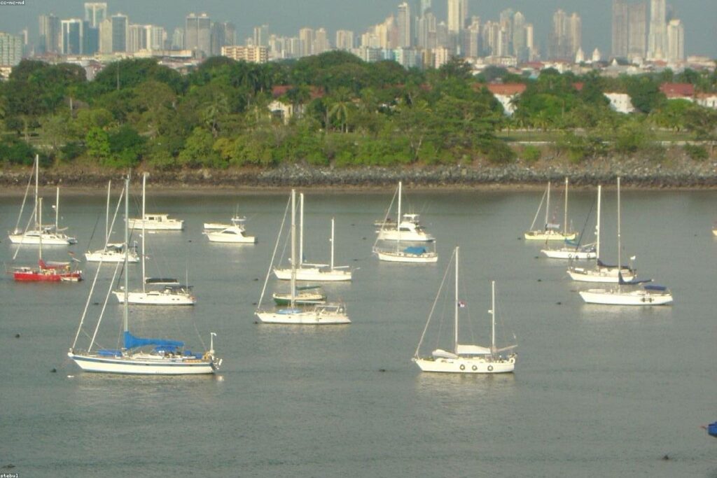 Panama City skyline and canal
