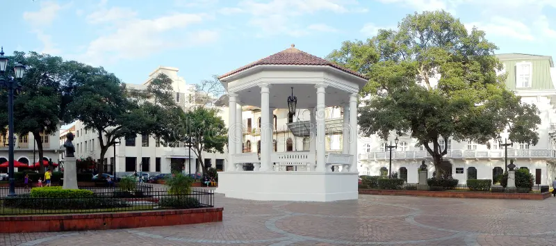 Casco Viejo Panama City — colonial district with the modern skyline visible behind, one of the most iconic views in Panama