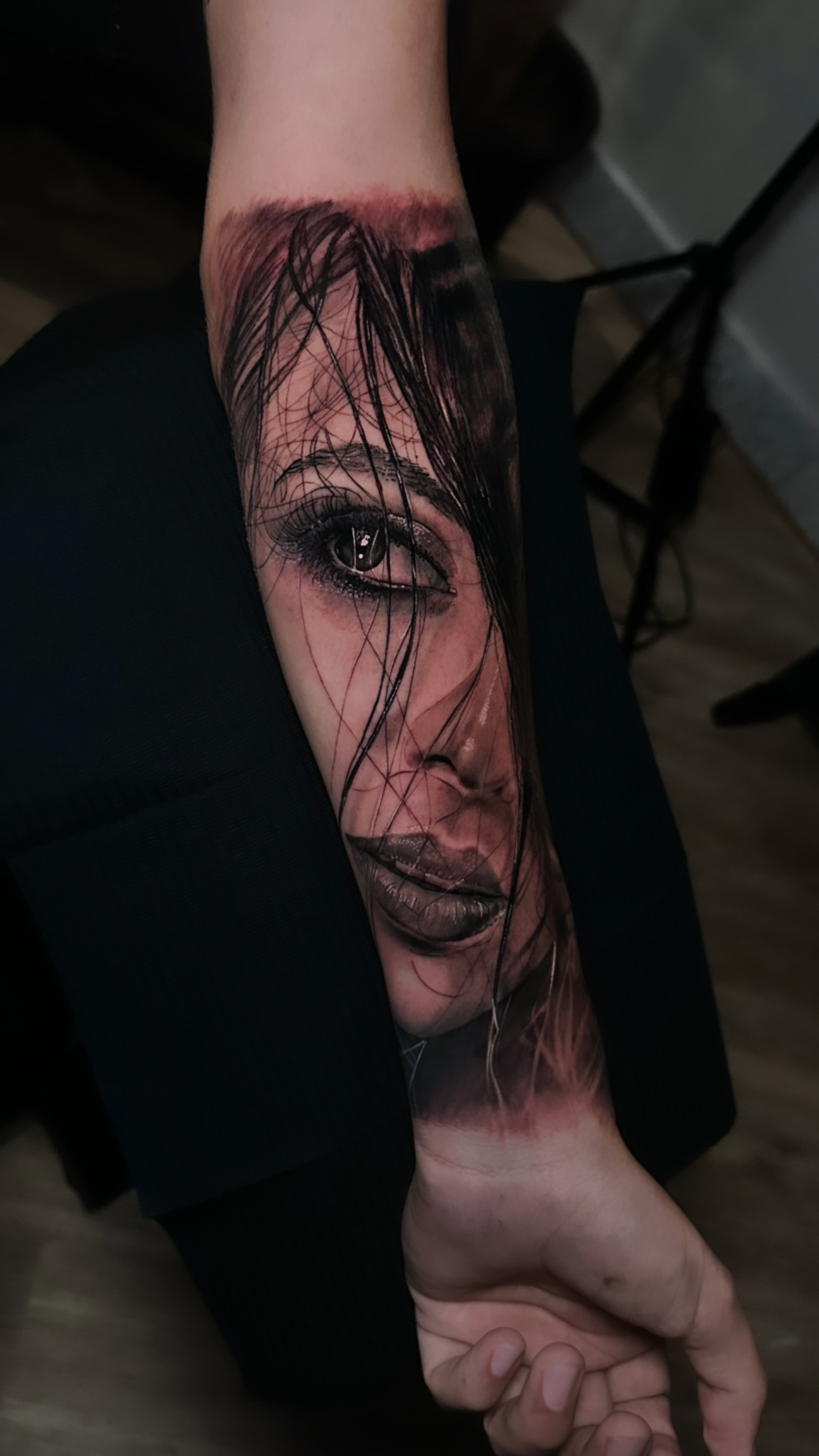 Pangea Ink hyperrealism portrait forearm tattoo